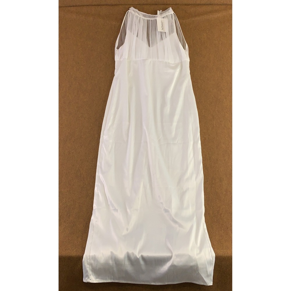 Loragal Womens Large White Pleated High Neck Sleeveless Sheath Dress NWOT *Flaw